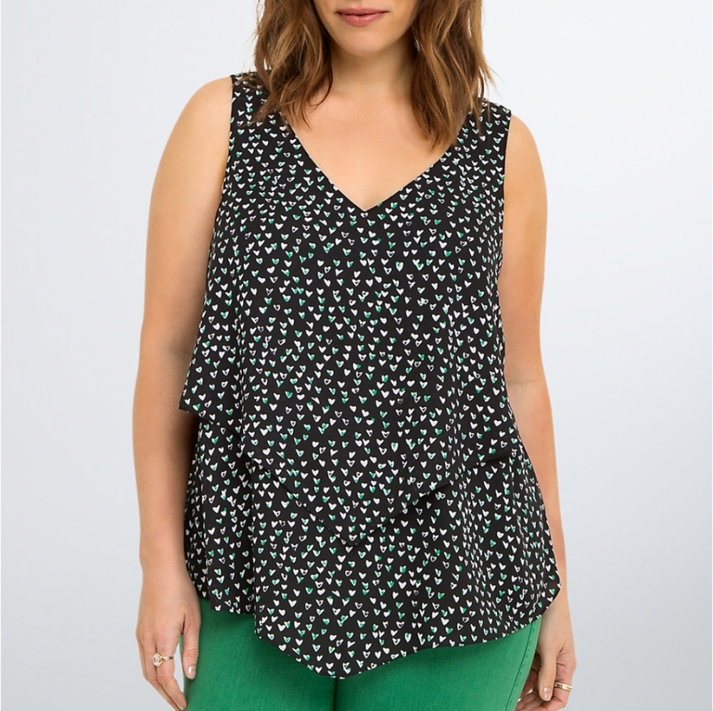 Heart Georgette Layered Tank Top
